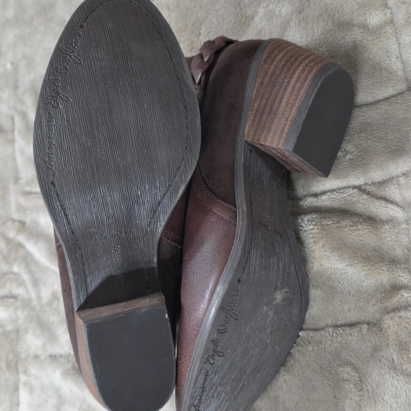 American Eagle Outfitters Women's Heeled Ankle Boots Brown Faux Leather Sz 8 EUC - Picture 9 of 11